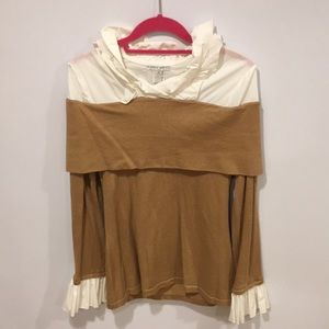 Off the shoulder sweater w built in dress shirt